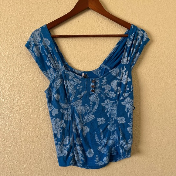 Free People Vanessa floral tank in blue - Picture 4 of 6